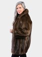 Woman's Natural Medium Tone Long Hair Beaver Jacket Reversing to Brown Leather