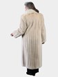 Woman's Natural Blush Mink Fur Coat with Dyed to Match Fox Tuxedo Front