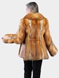 Woman's Natural Red Fox Fur Jacket with Leather Trim