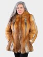 Woman's Natural Red Fox Fur Jacket with Leather Trim