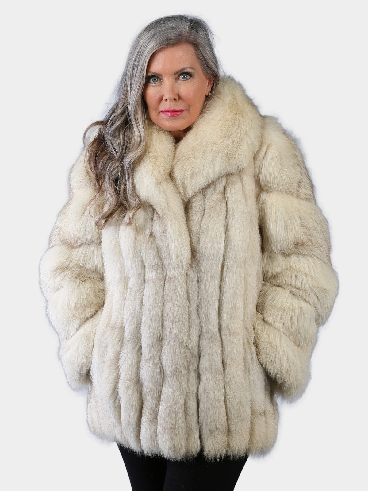 Woman's Natural Blue Fox Fur Jacket