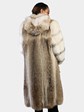 Woman's Natural Cayote Coat with Shadow Fox Tuxedo Front and Sleeves