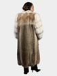 Woman's Natural Cayote Coat with Shadow Fox Tuxedo Front and Sleeves