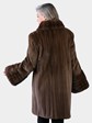 Woman's Light Brown Dyed Sheared Mink Fur Stroller with Traditional Mink Trim