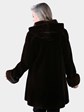 Woman's Dyed Brown Sheared Mink Fur Stroller with Hood