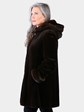 Woman's Dyed Brown Sheared Mink Fur Stroller with Hood