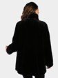 Woman's Dyed Black Sheared Mink Stroller Reversing to Rain Taffeta
