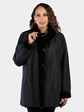 Woman's Dyed Black Sheared Mink Stroller Reversing to Rain Taffeta