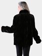 Woman's Dyed Black Sheared and Sculptured Mink Jacket Reversing to Rain Taffeta
