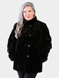 Woman's Dyed Black Sheared and Sculptured Mink Jacket Reversing to Rain Taffeta