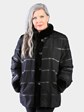 Woman's Dyed Black Sheared and Sculptured Mink Jacket Reversing to Rain Taffeta