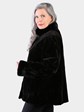Woman's Dyed Black Sheared and Sculptured Mink Jacket Reversing to Rain Taffeta