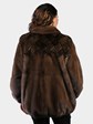 Woman's Plus Size Natural Lunaraine Mink Fur Jacket with Mahogany Design