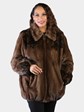 Woman's Plus Size Natural Lunaraine Mink Fur Jacket with Mahogany Design