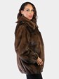 Woman's Plus Size Natural Lunaraine Mink Fur Jacket with Mahogany Design