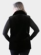 Woman's Dyed Black Sheared Mink Fur Vest Reversing to Leather