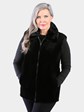 Woman's Dyed Black Sheared Mink Fur Vest Reversing to Leather
