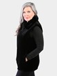 Woman's Dyed Black Sheared Mink Fur Vest Reversing to Leather