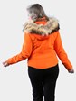 Woman's Dyed Orange Fabric Parka with Detachable Hood by M. Miller