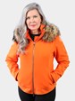 Woman's Dyed Orange Fabric Parka with Detachable Hood by M. Miller