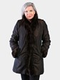 Woman's Natural Mahogany Female Mink Fur Stroller Reversing to Bronze Rain Taffeta