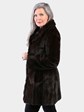 Woman's Natural Mahogany Female Mink Fur Stroller Reversing to Bronze Rain Taffeta