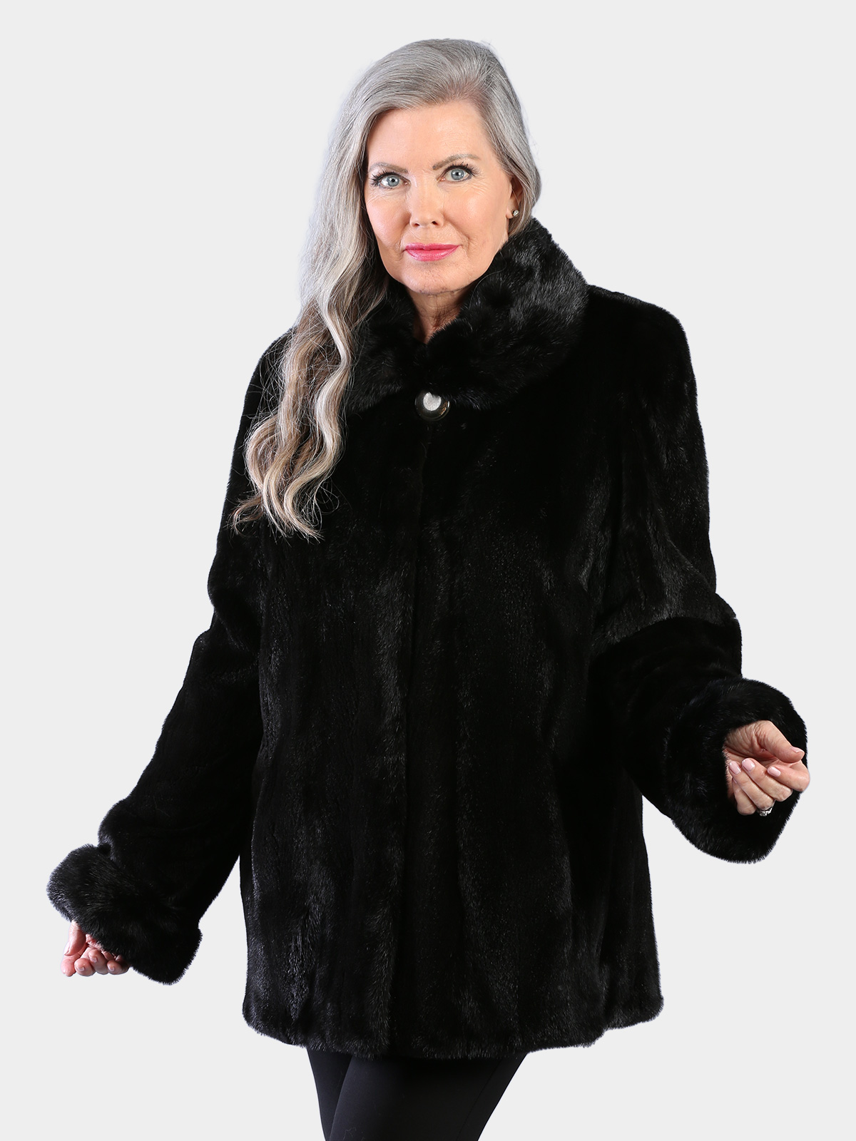 Woman's Natural Ranch Semi Sheared Female Mink Fur Jacket