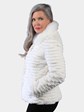 Woman's Natural White Rex Rabbit Fur Jacket