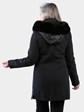 Woman's Black Techno Fabric Stroller with Detachable Hood