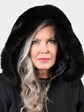 Woman's Black Techno Fabric Stroller with Detachable Hood