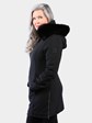 Woman's Black Techno Fabric Stroller with Detachable Hood