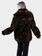 Woman's Natural Mahogany Mink Fur Jacket with Black Sheared Beaver Trim with Detachable Hood