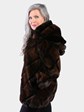 Woman's Natural Mahogany Mink Fur Jacket with Black Sheared Beaver Trim with Detachable Hood