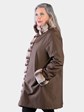Woman's Tan Rain Taffeta Stroller with Rex Rabbit Trim Reversible