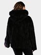 Woman's Plus Size Dyed Black Sheared Sculptured Mink Fur Parka Reversible to Rain Taffeta