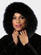 Woman's Plus Size Dyed Black Sheared Sculptured Mink Fur Parka Reversible to Rain Taffeta