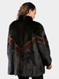 Woman's Plus Size Natural Ranch Mink Fur Jacket Reversing to Black Leather