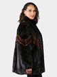 Woman's Plus Size Natural Ranch Mink Fur Jacket Reversing to Black Leather