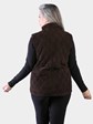 Woman's Brown Suede Quilted Leather Vest Reversible to Brown Rain Taffeta