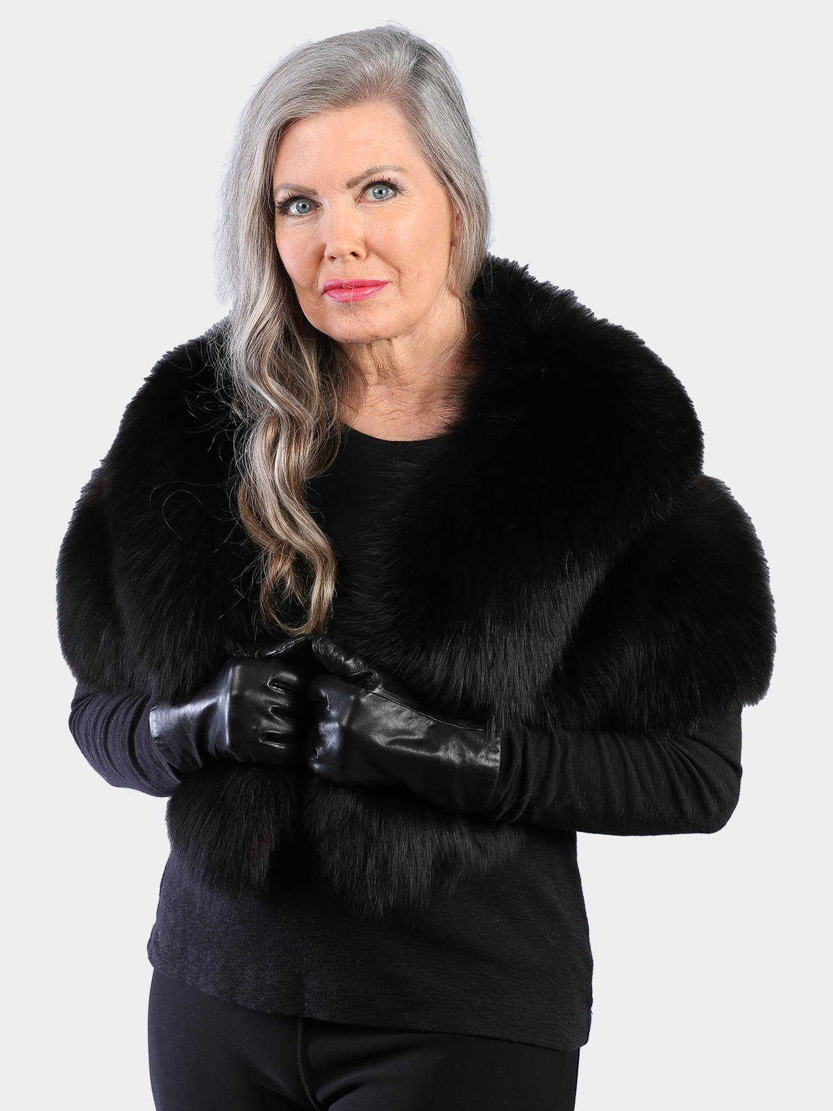 Woman's Dyed Black Fox Fur Stole