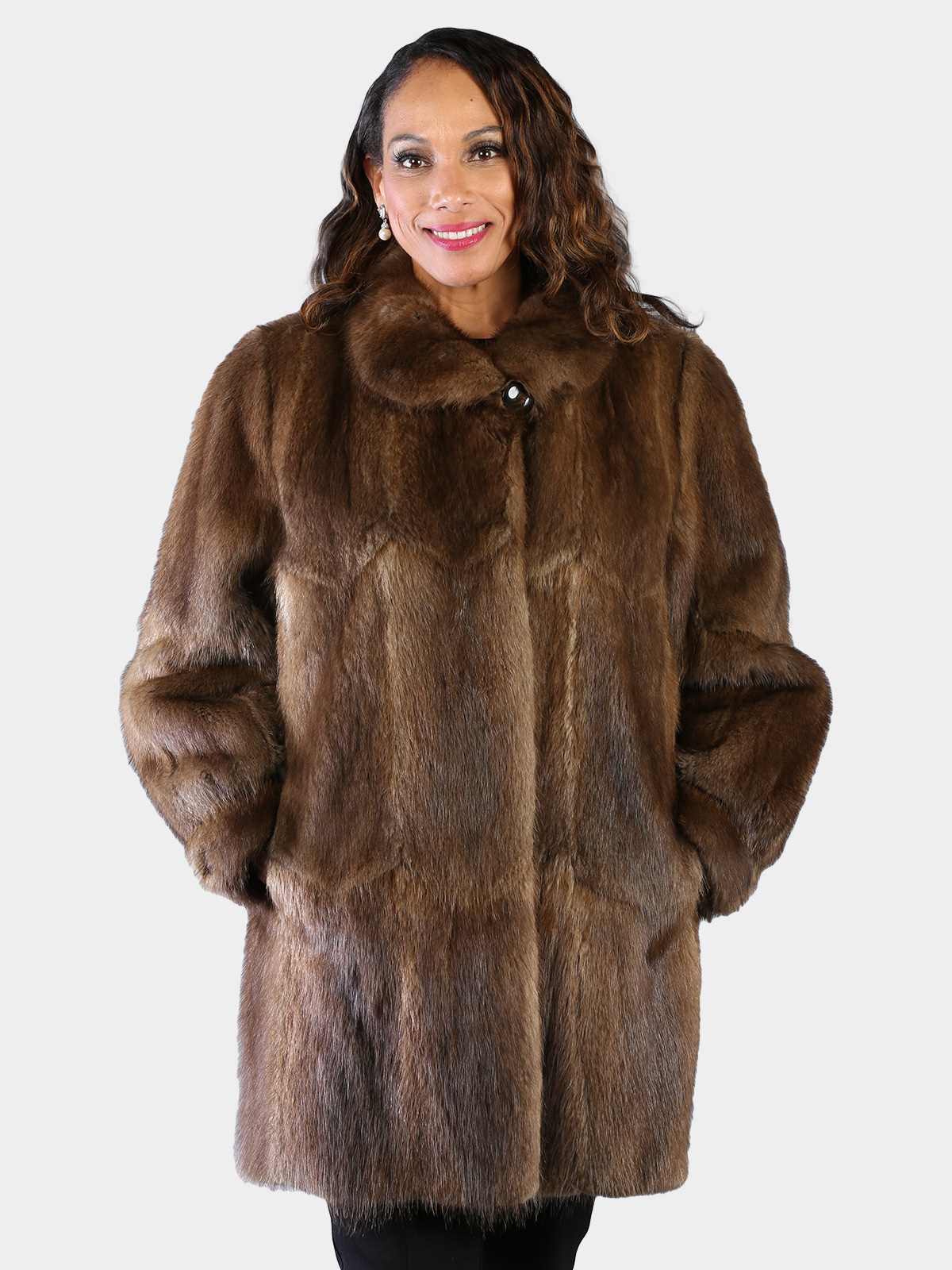 Woman's Natural Muskrat Fur Coat