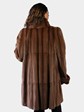 Woman's Plus Size Dyed Light Brown Sheared Mink Fur 3/4 Swing Coat