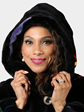 Woman's Plus Size Dyed Zuki Sheared Beaver Fur Parka Black with Colorful Abstract Design