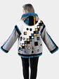 Woman's Dyed Female Mink Fur Parka with Multi Colored Abstract Design