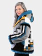 Woman's Dyed Female Mink Fur Parka with Multi Colored Abstract Design