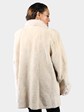 Woman's Plus Size Dyed Cream Sheared Beaver Fur Stroller with Mink Trim