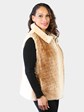 Woman's Plus Size Dyed Beige Sheared Beaver Fur Vest