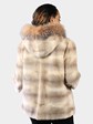 Woman's Natural Sheared Beige and Cream 'Bassarisk' Fur Parka