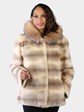 Woman's Natural Sheared Beige and Cream 'Bassarisk' Fur Parka