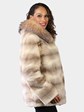 Woman's Natural Sheared Beige and Cream 'Bassarisk' Fur Parka